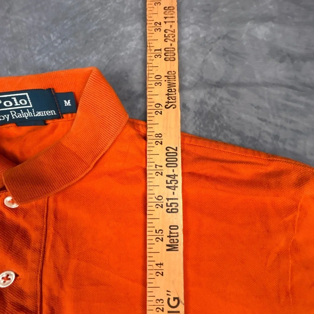 Polo Ralph Lauren Orange Pique Polo Shirt Mens Medium Vintage Y2K Short Sleeve